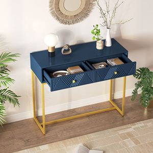 Consolle Moderna ed Elegante a Due Cassetti con Design a Righe per Soggiorno e Ingresso - Product Image 3