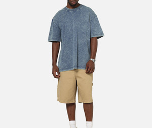 Wholesale <b>Men</b> <b>Blue</b> Acid-Wash Oversized T-Shirt T Shirts Cotton Breathable Short Sleeve Plain Blank Design Low Price OEM Services - Product Image 3