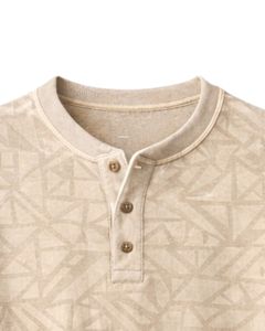 Sweat-shirt Henley imprimé géométrique personnalisé pour homme, manches longues, en molleton bouclette, coupe classique, haut décontracté, vêtements d'hiver pour homme, nouveauté - Product Image 5