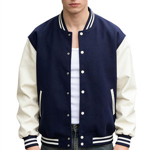 Chaqueta Letterman de invierno para hombre, recién llegada, de alta calidad, con botones cubiertos, de color sólido, con MOQ bajo. - Product Image 1