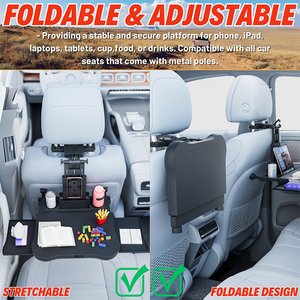 Bandeja Portátil para Asiento Trasero de Coche, para Viajes por Carretera, Trabajo, Comer, Soporte para Teléfono y Bebidas, para Laptop, iPad, Bandeja de Viaje Ajustable - Product Image 6