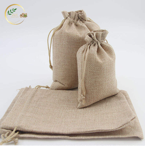 Natural Fiber Jute Small Jewelry Storage <b>Pouch</b> with Soft Inner Lining and <b>Drawstring</b> - Product Image 2