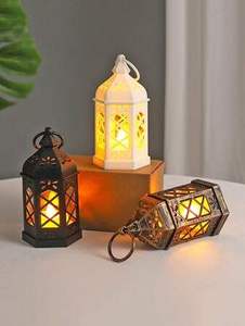 Farol Árabe de Vidrio Repujado, Portavelas Metálico Marroquí para Ramadán, Hogar - Product Image 5