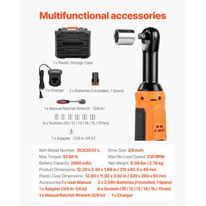 Set di Chiavi a Cricchetto Elettriche Senza Fili da 3/8 Pollici, Alimentate a Batteria, con 230 RPM e 33 Ft-lbs di Coppia - Product Image 4
