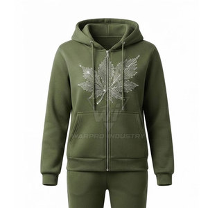 Conjunto Deportivo Personalizado con Pedrería para Mujer, Sudadera con Cierre y Pantalones Jogger, Conjunto de Dos Piezas - Product Image 6