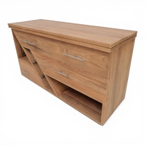 Muebles de Baño de Madera de Teca Natural Sólida de Primera Calidad, Mueble de Madera Maciza Hecho a Mano con Estantes de Almacenamiento Diagonales Únicos y Cajón - Product Image 4