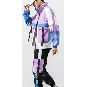Men's Green <b>White</b> Navy Color Blocking Tracksuit Set Full Zip Windproof Sporty <b>Jogger</b> Suit Polyester Autumn Wear - Product Image 5