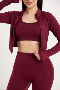 Women's Yoga Fitness 3-Piece Sport Set Solid Front Custom High Waist Quick Dry Comfortable <b>Leggings</b> & Crop Top - Product Image 1