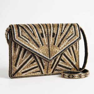 Pochette de soirée artisanale brodée florale perlée avec rabat, sac bandoulière, prix d'usine, fournisseur pour détaillants - Product Image 1