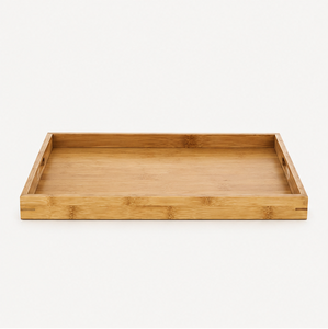 Eco-Friendly Natural Bamboo Serving <b>Tray</b> With Handles Large Rectangular Wooden <b>Breakfast</b> Platter For Coffee Table Ottoman Decor - Product Image 1