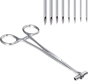 Kit d'instruments de perçage corporel en acier inoxydable avec tubes récepteurs et aiguilles – Outils de perçage manuels pour usage professionnel - Product Image 3