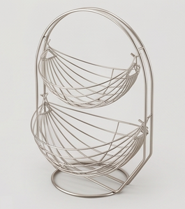 Modern Metal <b>Wire</b> <b>Storage</b> <b>Basket</b> Set Double Tier Circular Design Hanging Organizers For Kitchen Pantry Multi Purpose Use - Product Image 3