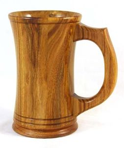 Chope à bière en bois, design nordique, avec poignée, écologique, réutilisable, pour usage domestique, accessoires de bar, chope à poignée en bois - Product Image 1