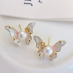 Pendientes de Plata de Ley con Diseño de Pintura al Óleo, Perla de Agua Dulce y Mariposa de Primavera, Joyería Zhuji, Elegantes Broches para las Orejas - Product Image 5