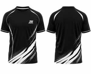 T-shirt de sport ZS SPORTS pour homme, blanc et bleu, imprimé géométrique par sublimation, tricoté, 180 grammes, manches courtes, séchage rapide, écologique - Product Image 3