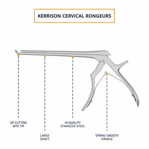 Kerrison Rongeur 7″ (17.8cm) Shaft 40 Degree Forward Up Thin Footplate 3mm <b>Bite</b> Sharp Cutting Edge with Spring Action Handle - Product Image 2