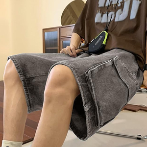 Shorts en jean délavé pour hommes et femmes, style vintage streetwear, coupe ample, 100 % coton, personnalisable avec logo OEM, vente en gros - Product Image 5