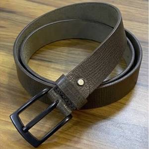 Ceinture décontractée pour homme en cuir véritable marron, boucle ardillon en cuir de vachette, durable, moulée en une seule pièce, boucle rectangulaire en fer - Product Image 4