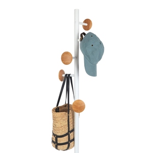 Latest design white PVD coated metal coat <b>stand</b> with round base minimalist entryway customized options - Product Image 5