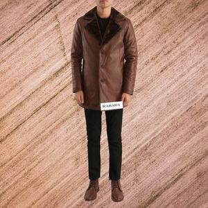 Vente en gros Veste en cuir à fermeture éclair d'automne et d'hiver pour hommes/Vêtements pour hommes Vestes en cuir à manches longues à la mode coupe ajustée - Product Image 1