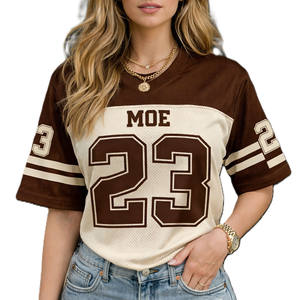 Camiseta Deportiva de Fútbol Americano para Mujer, Transpirable, Cuello Redondo, Estilo Urbano, con Número Estampado, Poliéster, Suministro OEM - Product Image 3