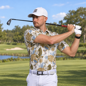 Premium High Performance Men's Short Sleeve Floral Print Golf Polo Shirt Casual White Collared Button Up Summer <b>Tops</b> - Product Image 6