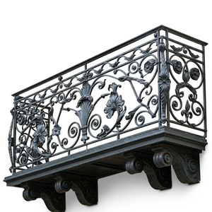 <b>Flooring</b>-Mounted Modern Solid Iron Balcony Railing Anti-Theft Rust Resistant Design Villa Outdoor Use DIY Installation 3-Year - Product Image 1