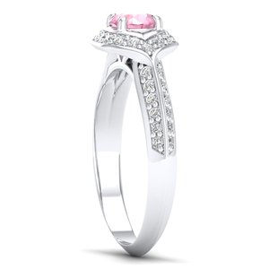 แหวนเพชรทรงกลม REYES Dainty ทองคำแท้ 14K ประดับพลอยมอร์แกไนต์ 0.5 กะรัต พร้อมวงแหวนล้อมเพชร ราคาขายส่ง เครื่องประดับมอสซาไนต์คุณภาพสูงสำหรับผู้หญิง - Product Image 3