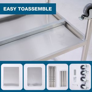 Tavolo da Preparazione Commerciale 60x24 in Acciaio Inossidabile con Ripiano Inferiore e Ruote per Ristoranti e Uso Domestico - Isole e Carrelli da Cucina - Product Image 4