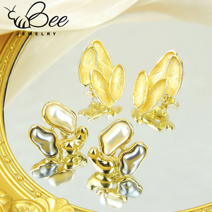Vintage Italian Irregular Baroque Pearl <b>Stud</b> <b>Earrings</b> Geometric Exquisite Gold Color <b>Crystal</b> <b>Earring</b> For Women - Product Image 2