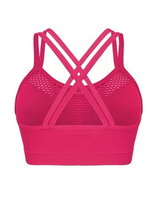 High Elasticity Yoga <b>Bra</b> Top Women Ventilated Mesh Front Panel Strappy <b>Open</b> Back Activewear Running Jogging Workout Vest - Product Image 5