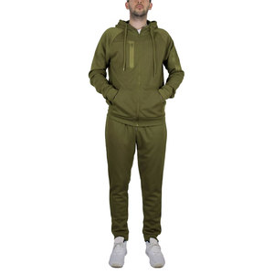 Ensemble de survêtement décontracté à capuche pour homme, coupe classique, personnalisable, séchage rapide, respirant, pour l'entraînement et le fitness, couleur unie - Product Image 1