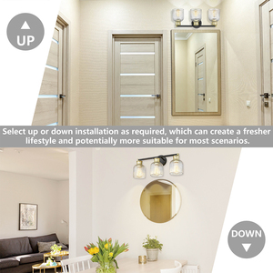 JF2231-W3 New Design Antique Brass 2-<b>Light</b> E26 Ribbed Glass <b>Shade</b> Indoor Wall Mount Vanity Wall Wall Sconce for <b>Bathroom</b> Iron - Product Image 6