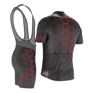 Ensemble maillot et short de cyclisme pour homme, noir avec motif hexagonal jaune, respirant et performant - Product Image 4