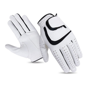 Gant de golf pour droitier, blanc, en cuir véritable, antidérapant, fermeture auto-agrippante, usage sportif unisexe - Product Image 4