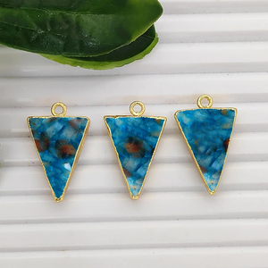 จี้รูปสามเหลี่ยมเคลือบทองคำขาว ขนาด 20x15 มม. ทำจากหินแคลเซโดนี สำหรับทำเครื่องประดับ - Product Image 2