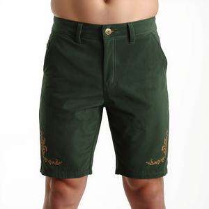 Pantalones Cortos Bávaros Color Verde Bosque para Hombre, Marca Pinco Sports, Premium, Tradicionales, para Oktoberfest, Festival Alpino, de Gamuza Vacuna Genuina, Cintura Elástica - Product Image 2