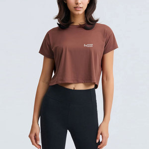 Camisetas cortas personalizadas de color liso para mujer, más vendidas, OEM, nueva llegada, camisetas cortas de moda para mujer en venta - Product Image 1