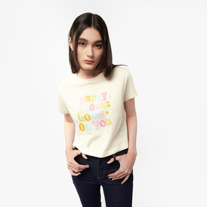 Camiseta de jersey informal de algodón para mujer, personalizada, a rayas, cuello redondo, manga corta, corte holgado, para primavera/verano - Product Image 4