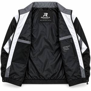 Unisex Sporty Windproof <b>Racer</b> <b>Jacket</b> Color Blocking Zipper Front Stand Collar Polyester Winter Style Embroidery Streetwear - Product Image 4
