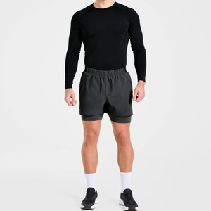 Top Trending OEM Wholesale Custom Logo Men's Sporty Running Shorts Double <b>Layer</b> Quick Dry Breathable Elastic Waist <b>Mid</b> Length - Product Image 1