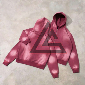 Ensemble de survêtements streetwear personnalisés pour hommes, 100% coton, effet délavé au soleil, sweat-shirts à fermeture éclair et pantalons de survêtement, ensembles de survêtements pour hommes - Product Image 4