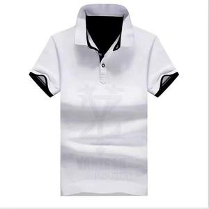 <b>Men's</b> New Fashion Trend 100% Cotton Knitted Breathable <b>Turtleneck</b> Short Sleeve Pullover <b>for</b> Shirts Custom Front Logo Plus Size - Product Image 2