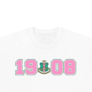White Crewneck Sweatshirt with <b>Pink</b> and Green 1908 Graphic Print <b>Long</b> <b>Sleeve</b> Cotton Fleece Casual Women's Pullover Winter <b>Top</b> - Product Image 5