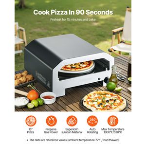 Forno Elettrico Rotante Portatile per Pizza a Gas Propano da 16 Pollici con Pietra Refrattaria Rinforzata per Facile Trasporto - Product Image 2