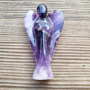 Chakralume - Figura de Ángel Tallada a Mano en Cristal de Amatista Natural, Piedra Preciosa Curativa, Meditación, Reiki, Energía de Chakra, Decoración Espiritual - Product Image 2