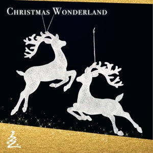 Vente en gros de décorations de Noël et du Nouvel An, claires avec des paillettes transparentes, renne en acrylique 3D, cheval, paon, couronne, ornement - Product Image 2