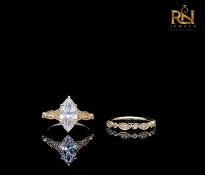 ชุดเครื่องประดับเพชรทรงมาร์คีส์เพาะเลี้ยงในห้องปฏิบัติการ ทองคำแท้ 9K 14K 18K แหวนแต่งงานวินเทจ ขายส่งจากโรงงานโดยตรง เครื่องประดับคุณภาพสูง รับผลิตแบบ OEM - Product Image 3
