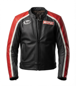 Blouson de course en cuir de vachette véritable pour homme/Chaquetta – Équipement moto premium pour la course avec bosse, sur mesure, certifié CE - Product Image 1
