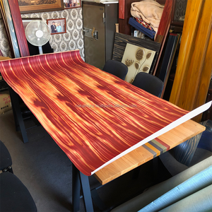Chapa de Madera de Cedro Japonés Teñida de Rojo Patentada, Flexible y con Revestimiento de Papel, para Muebles y Diseño de Interiores - Product Image 4